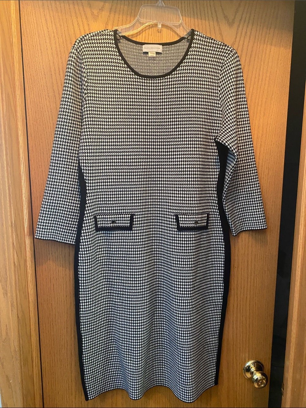 Marc New York Black and White Houndstooth Midi Dress